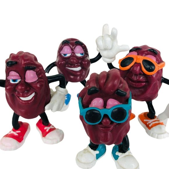 CALRAB Other - 4 VTG 1987 California Raisins Figures Sunglasses Sneakers PVC Figurine 3” CALRAB